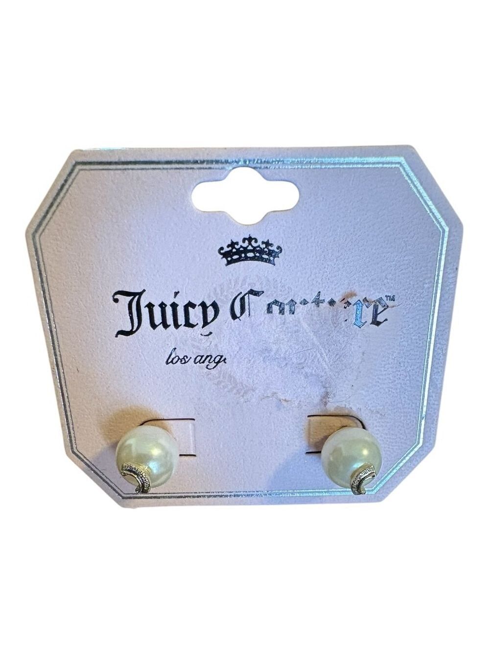 Juicy Couture Faux Pearl Stud Earrings with a “C” Pierced NWT